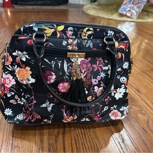 Source Unknown Black Floral Satchel